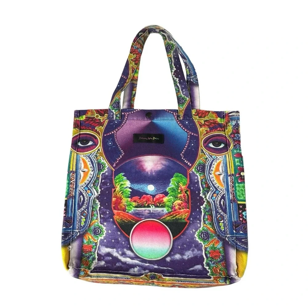 Romance Was Born Print Canvas Cotton Multicolor Canvas Fabric Tote Bag